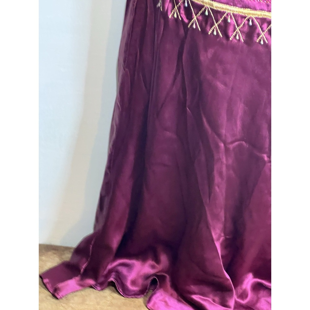 Vtg 80s 100% Silk SHELL Yves Collette Dress Red Beaded Embroidered Whimsigoth 10 - Picture 3 of 11